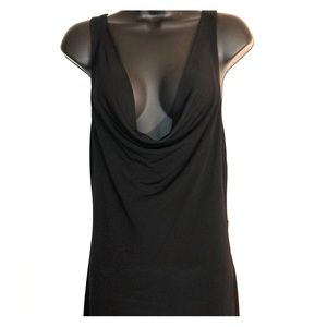 065. Long black gown with double-slit hem